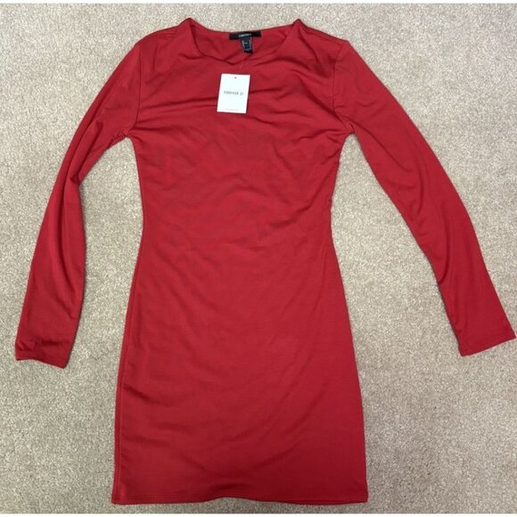 NWT Forever 21 Dress Sz L Large Red Bodycon Juniors - Picture 1 of 6